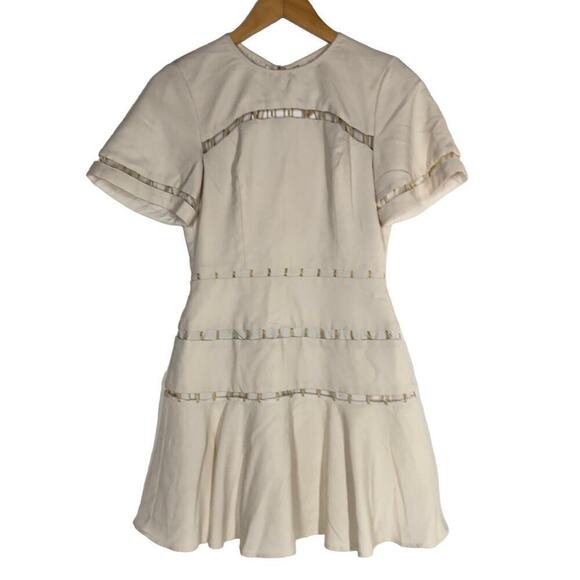 Finders Keepers Talisman Dress Metallic Ladder Cutout Open Back Mini Ivory Small - Picture 3 of 5